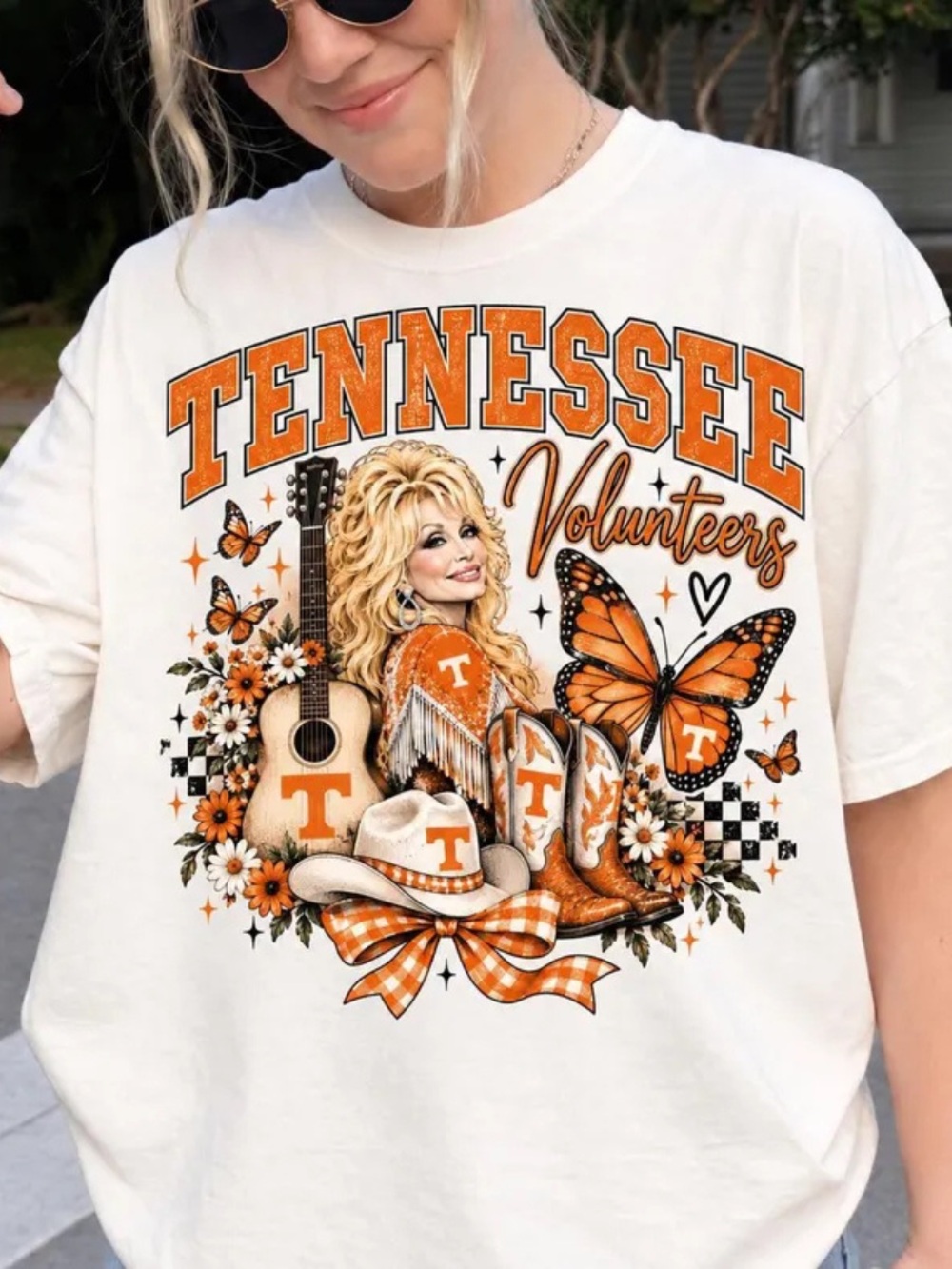 Dolly Tennessee Volunteers Graphic Tee, Gildan White Color, Design For Everyday